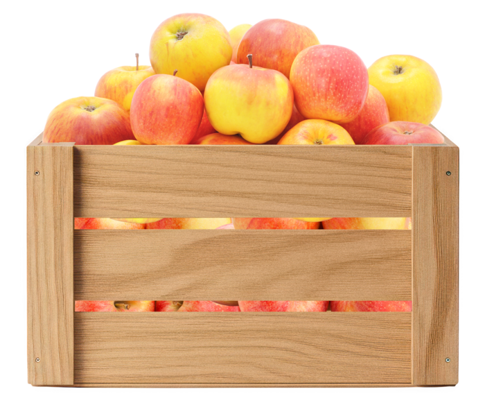 Wooden crate of organic seasonal picks & coming soon